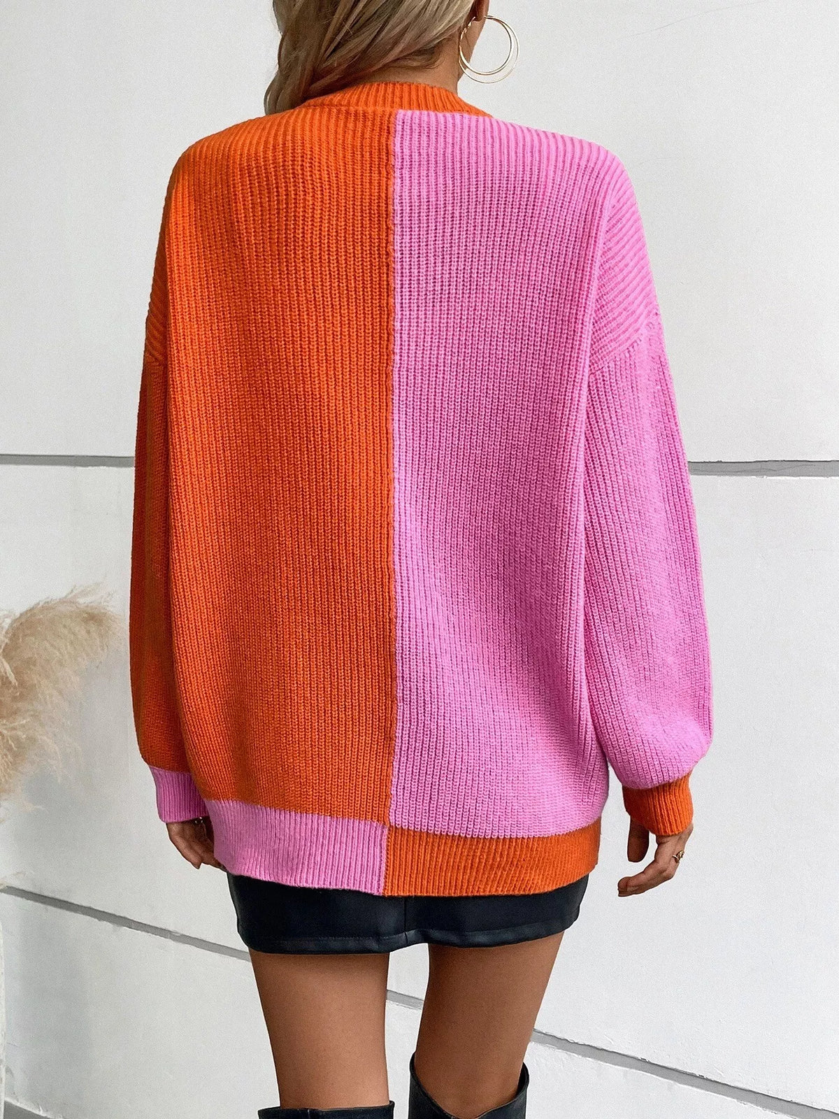 long sleeve cardigan, back view