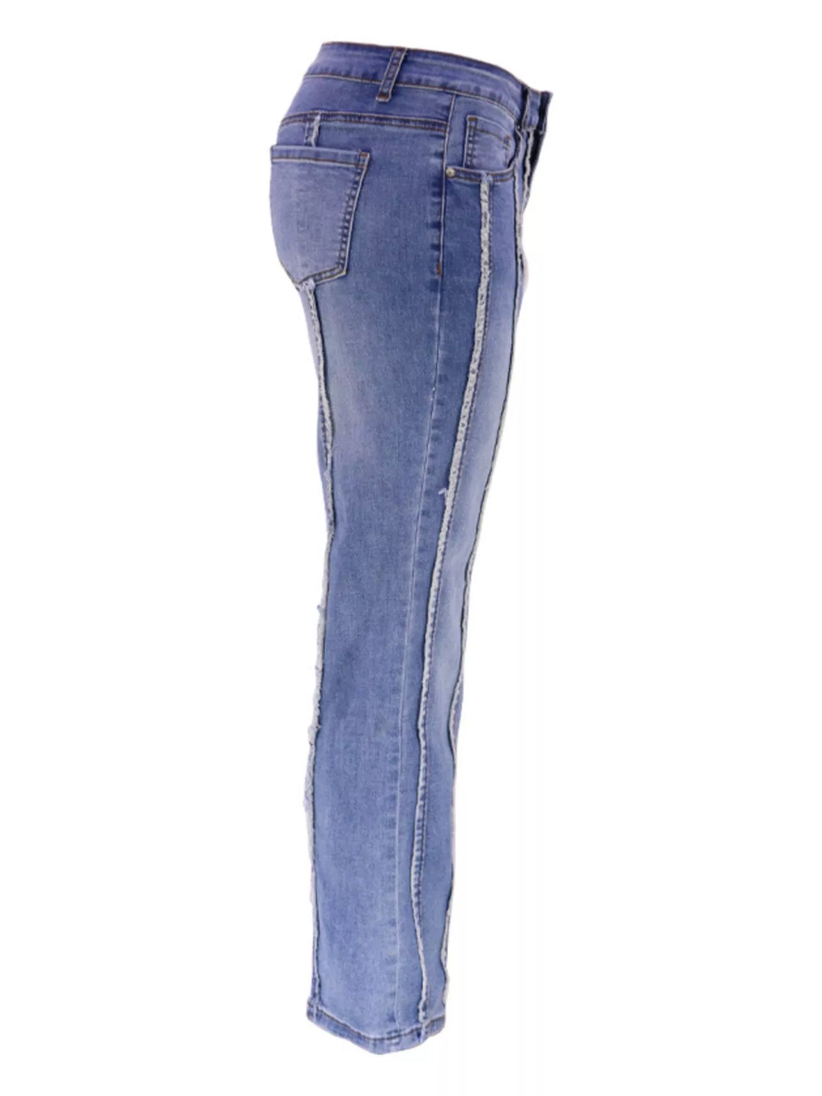 Striped low-rise flare jeans
