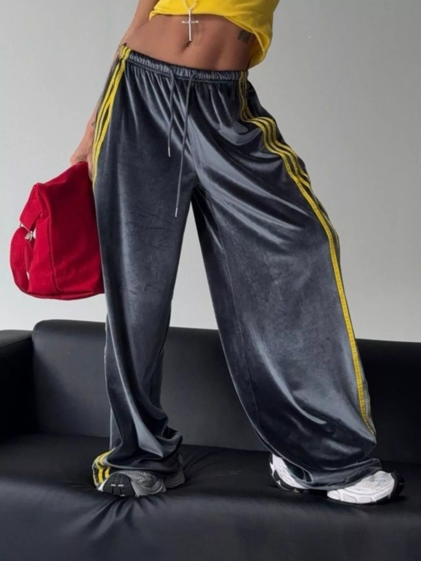 Trendsi Contrast Side Stripes Wide-Leg Pants -