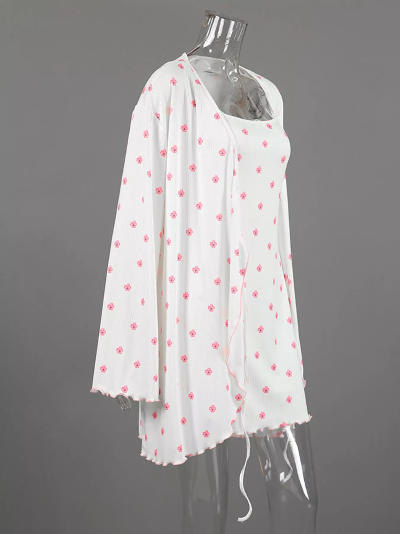 Trendsi Floral Print Cami Dress and Cardigan Lounge Set -