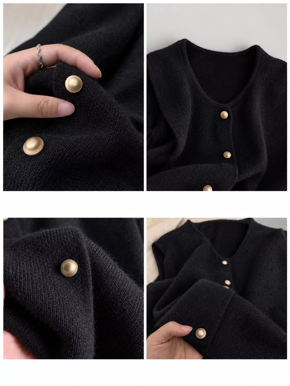 Button-Down Sweater Vest, detail view in black