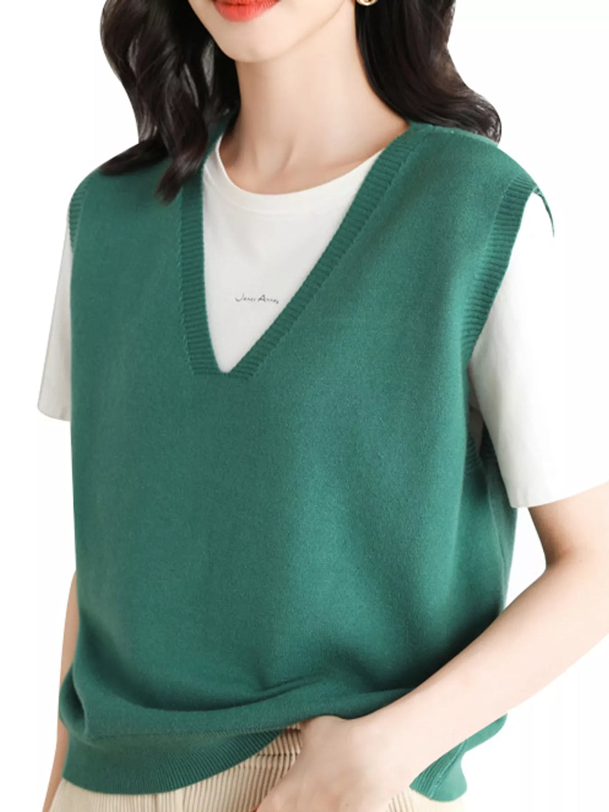 V-Neck Knit Sweater Vest — front view