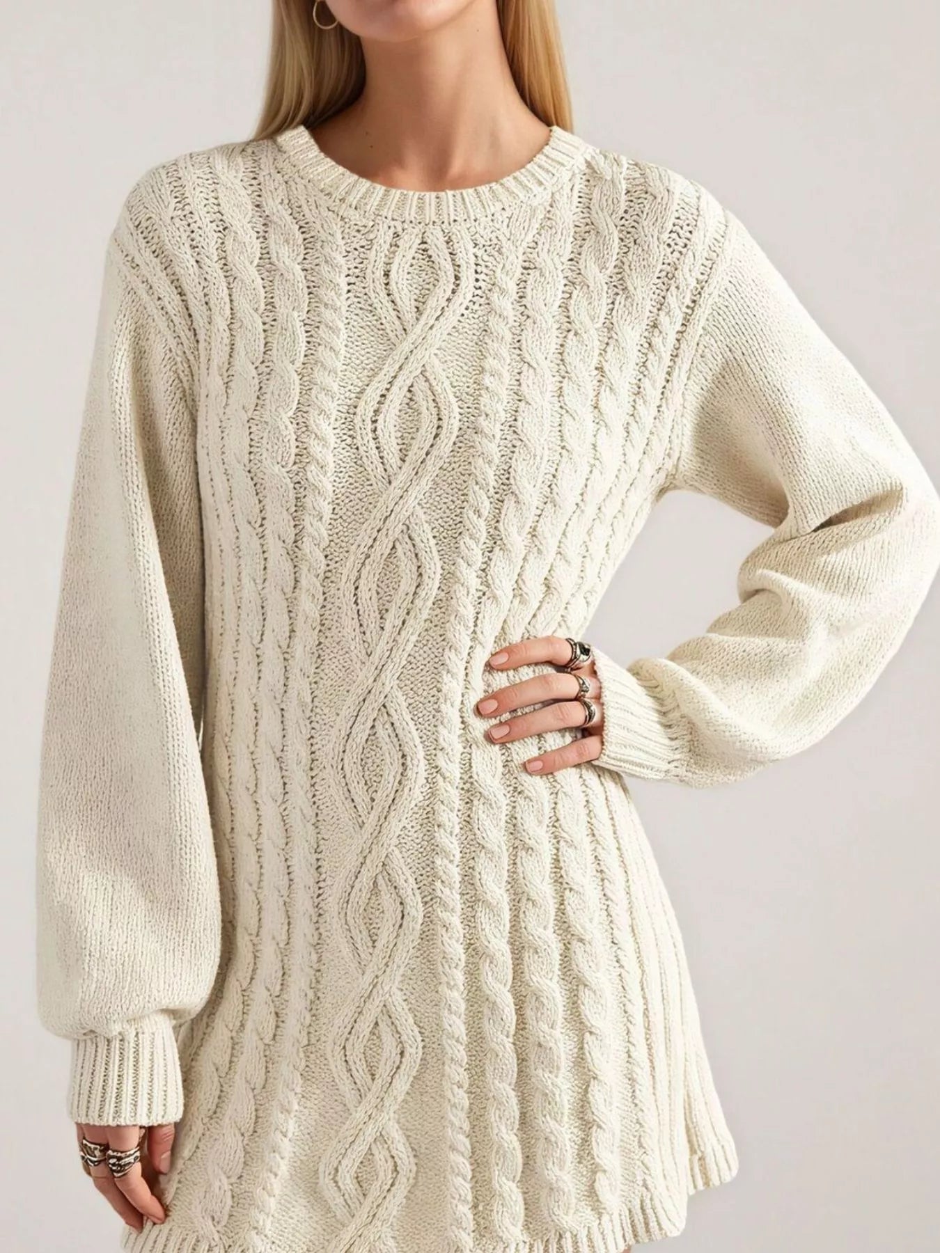 Trendsi Cable Knit Sweater Mini Dress -