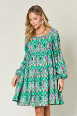 Trendsi Double Take Full Size Printed Long Sleeve Dress - Dresses
