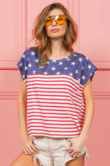 Trendsi BiBi Star Rpinted with Stripe Combo Top - Shirts