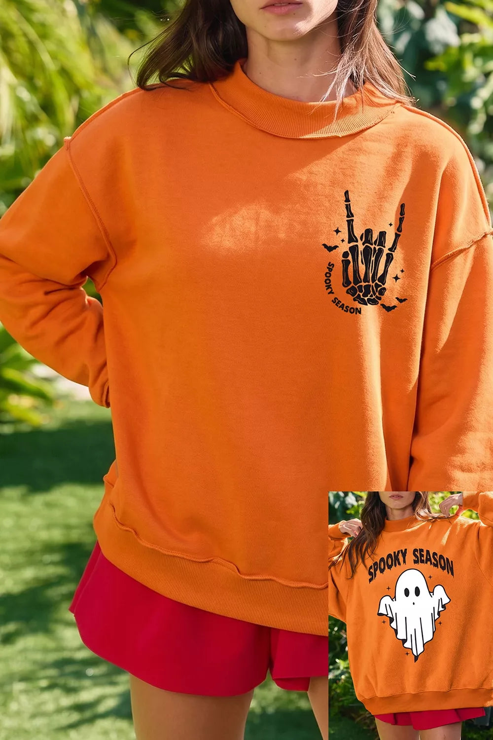 Trendsi Spooky Season Mock Neck Reversible Halloween Sweatshirt -