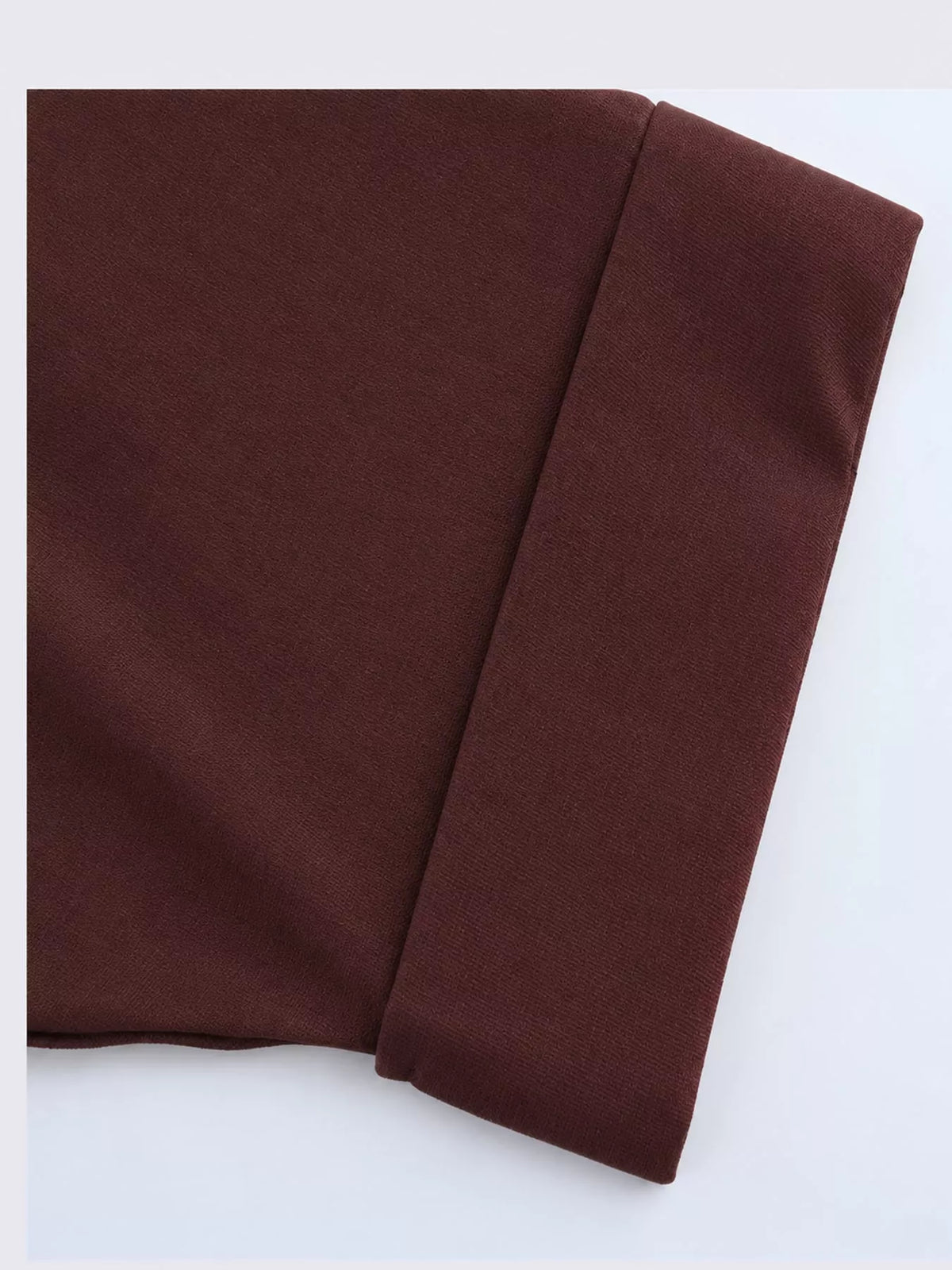 Coffee button-up three-quarter sleeve shirt