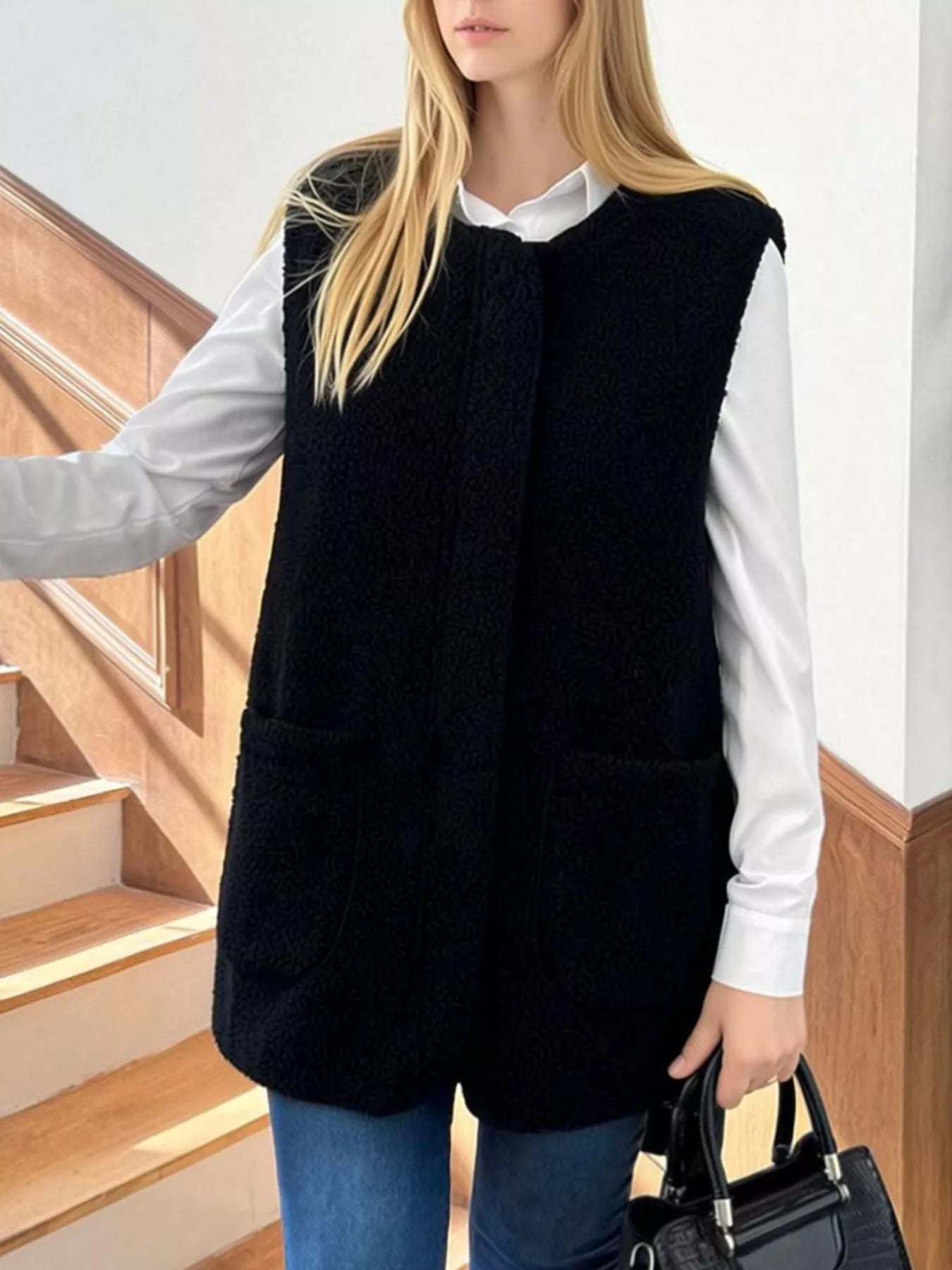 Trendsi Sherpa Sleeveless Vest Coat -