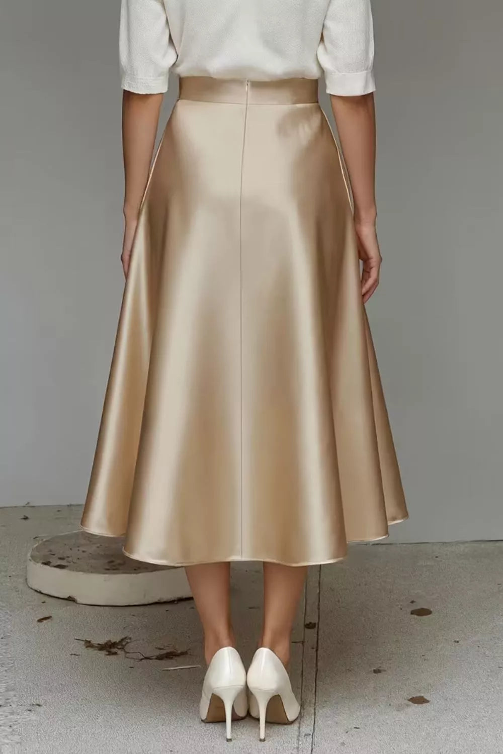 Trendsi Satin A-Line Midi Skirt -
