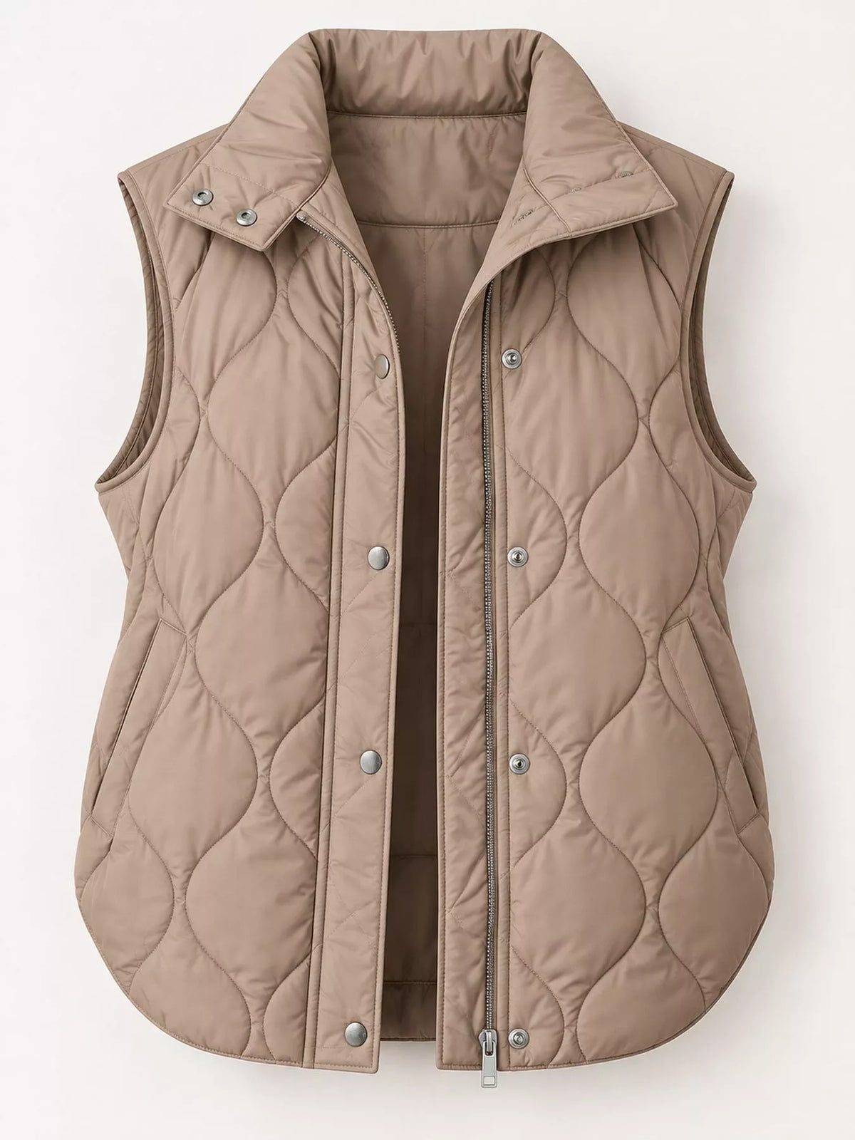 Quilted Snap-Front Vest — garment front