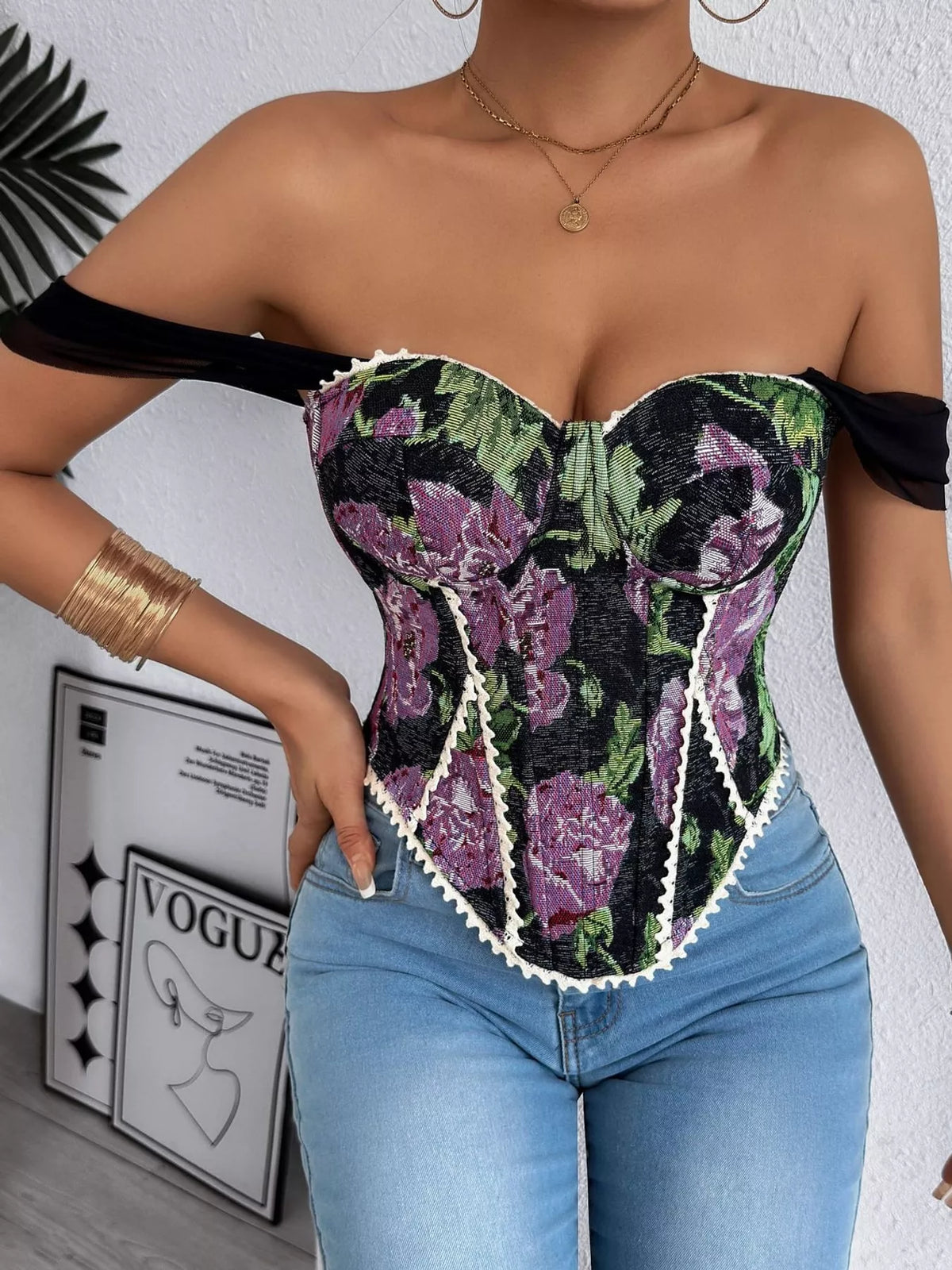 Blackish Purple lace up back printed cami