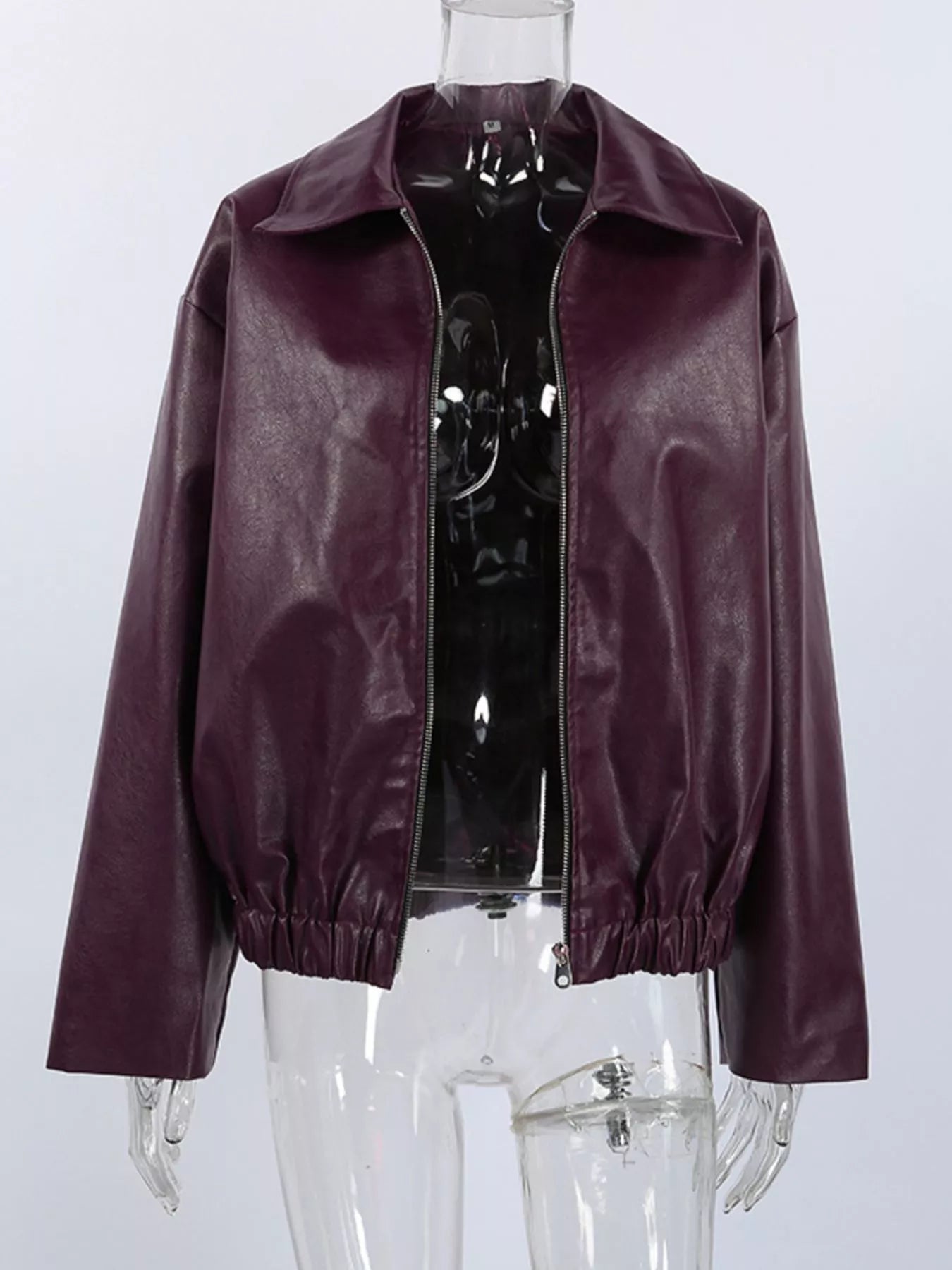 Trendsi Faux Leather Zip Up Jacket -