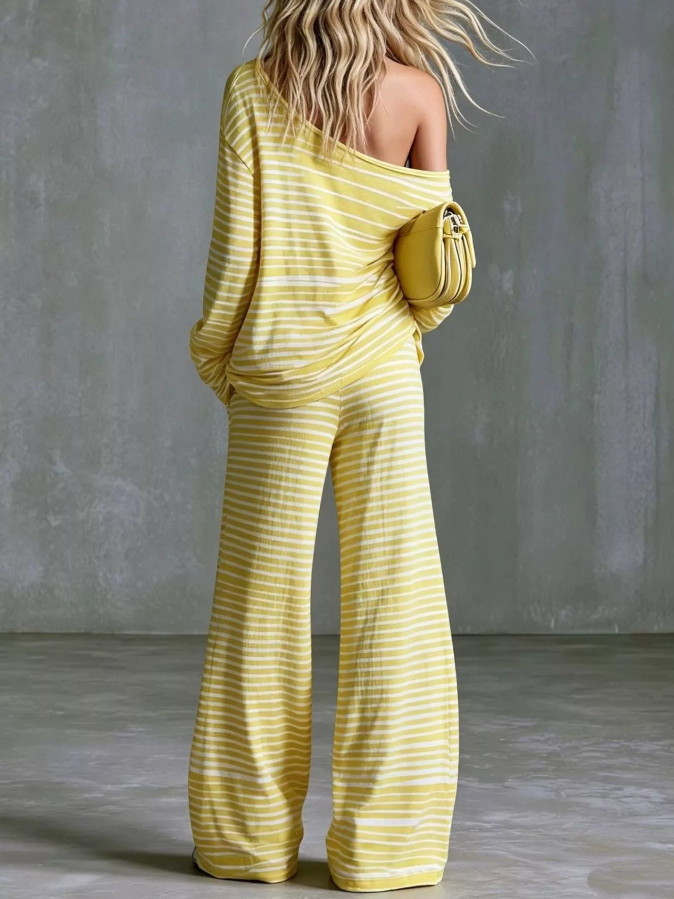 Trendsi Striped Boat Neck Top and Pants Set -