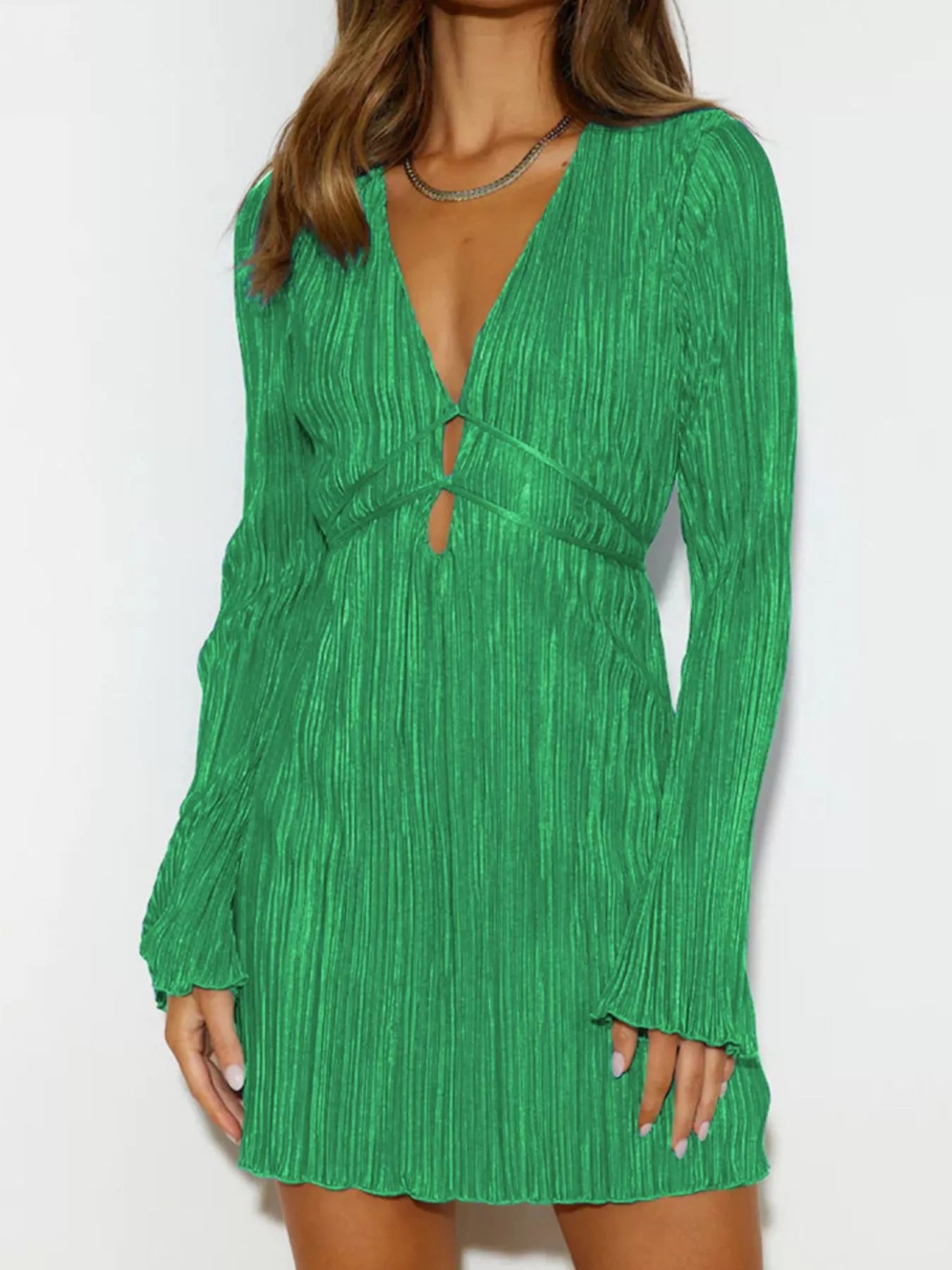 Trendsi Cutout Flare Sleeve Mini Dress -