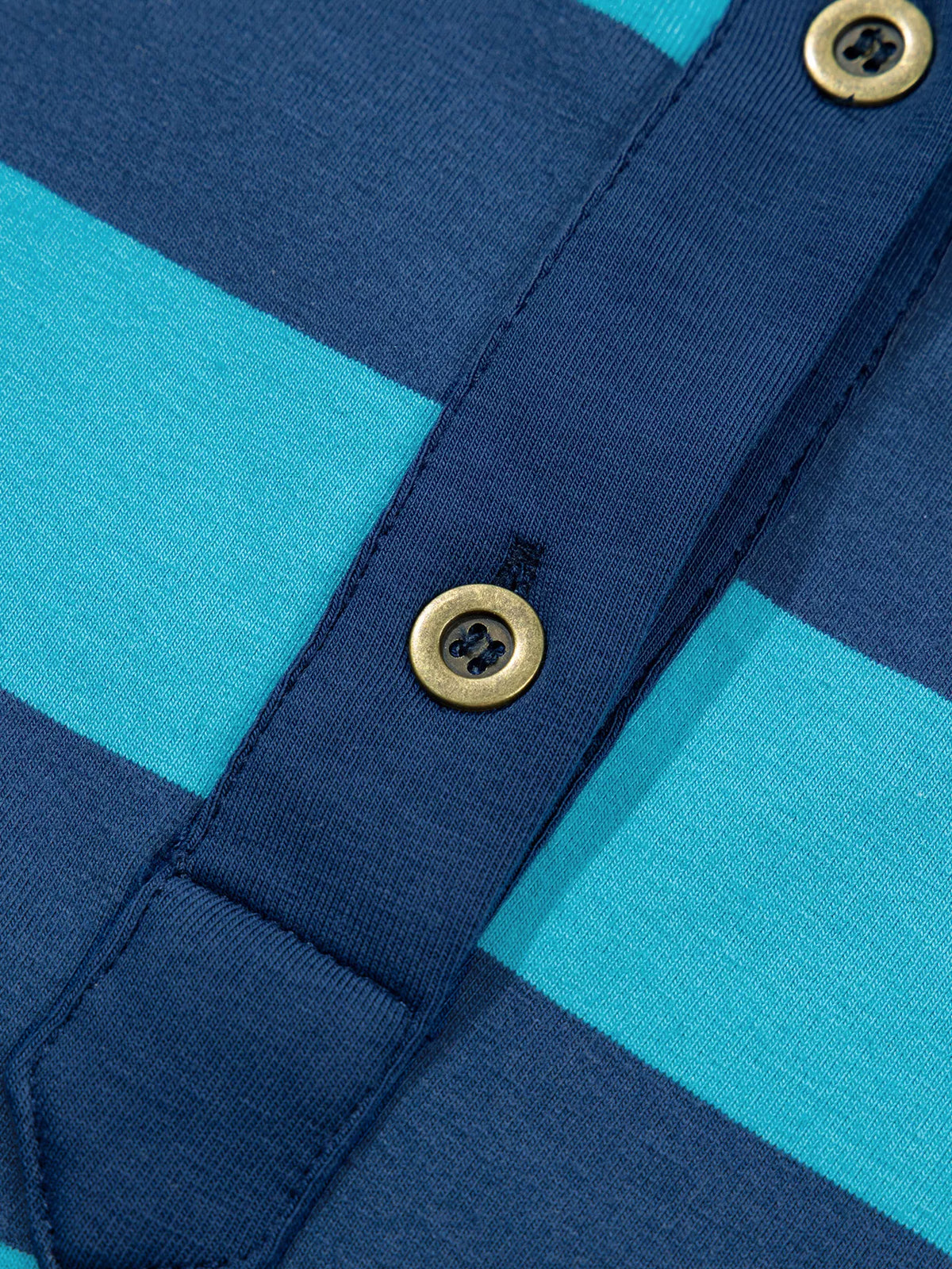 Striped polo top, button placket detail