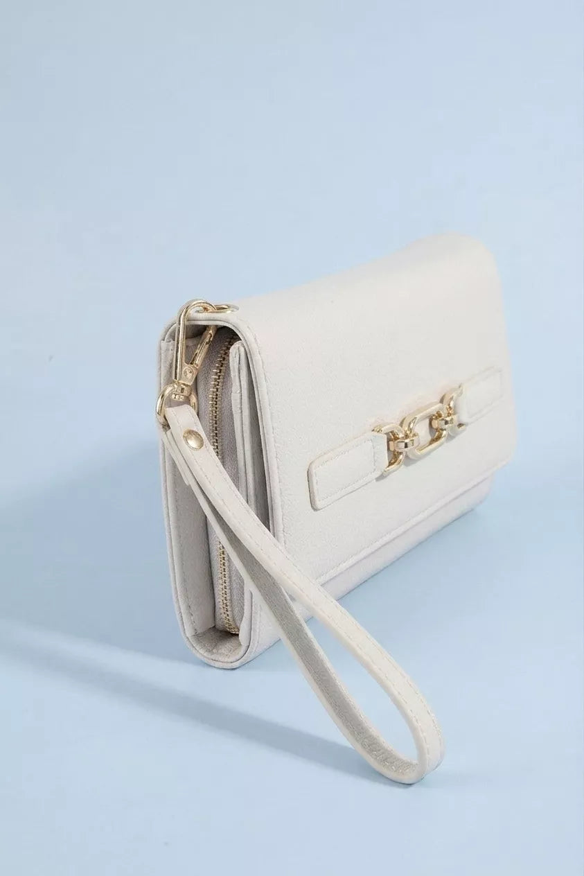 Unisex Slim Faux Leather Wristlet Wallet With Chain Detail — product view 6