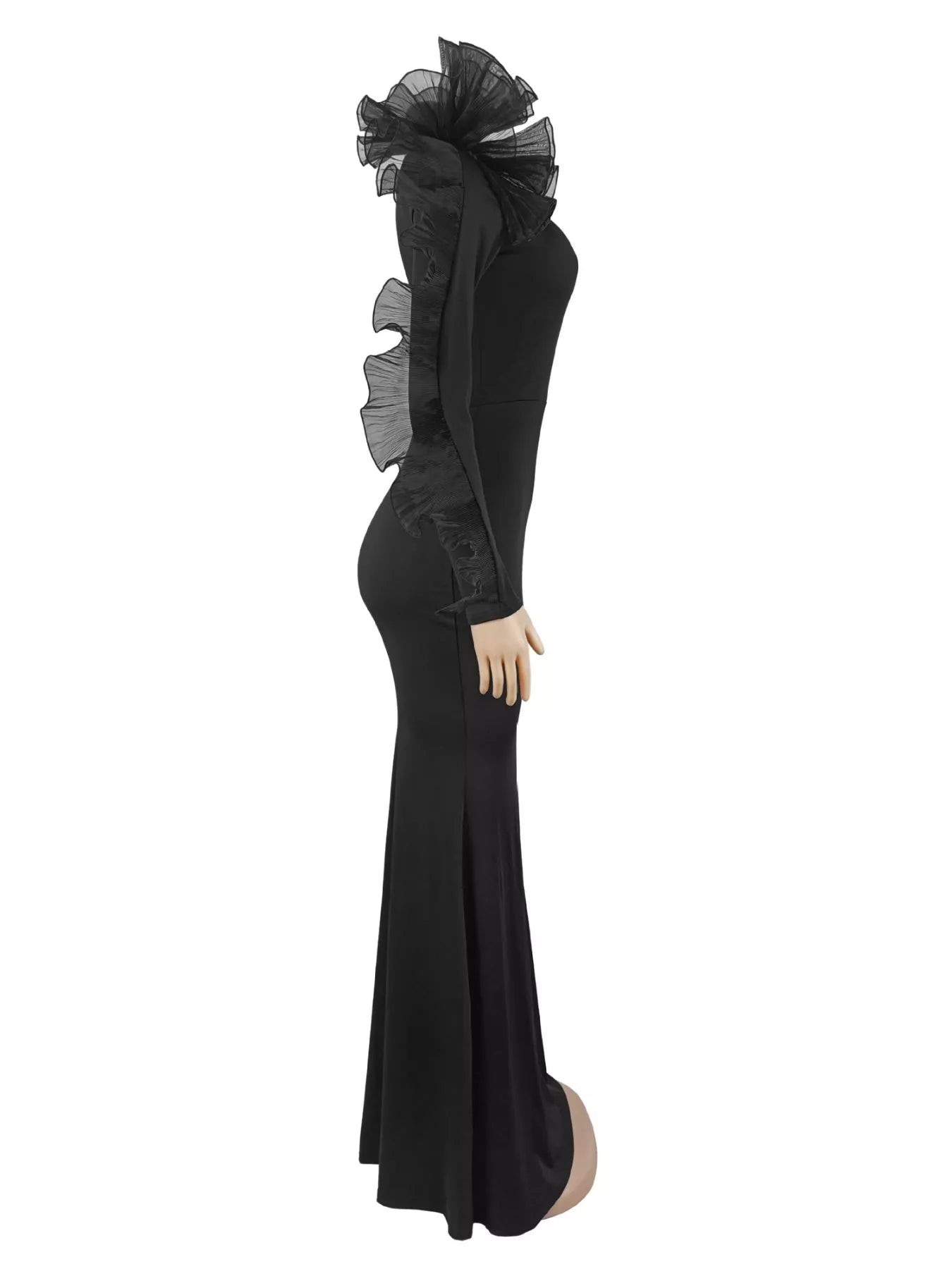 Trendsi One-Shoulder Ruffled Mermaid Evening Maxi Dress -