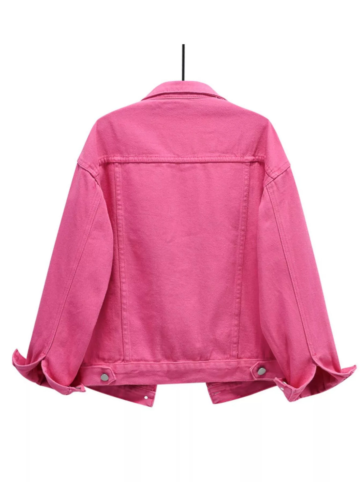 Button-Down Classic Cropped Denim Jacket — garment back