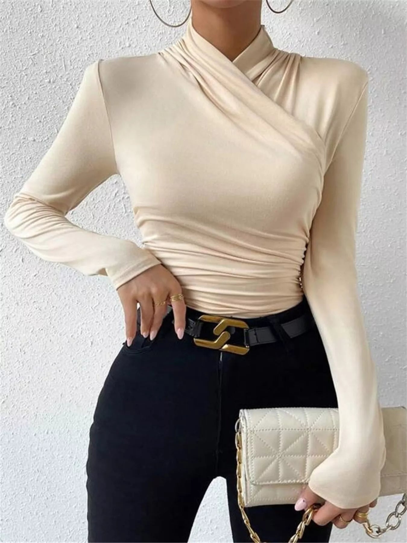 Trendsi Ruched Long Sleeve Slim Fit Top -