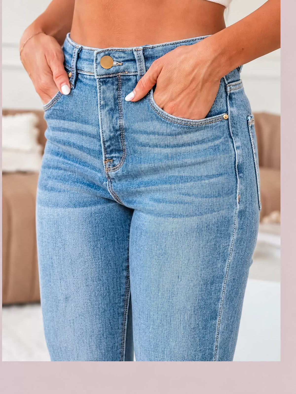 Light Blue high-rise flare leg jeans