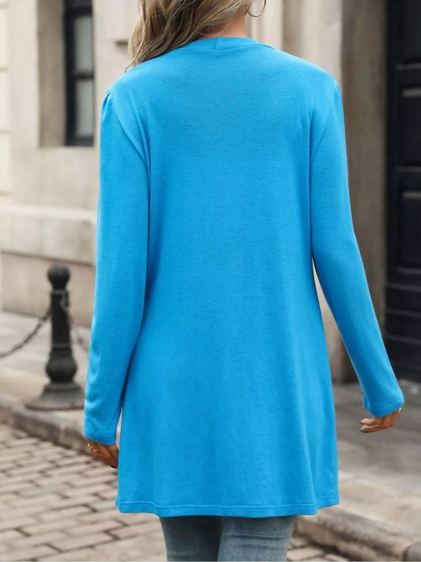 Trendsi V-Neck Button-Up Long Sleeve Cardigan with Pockets -
