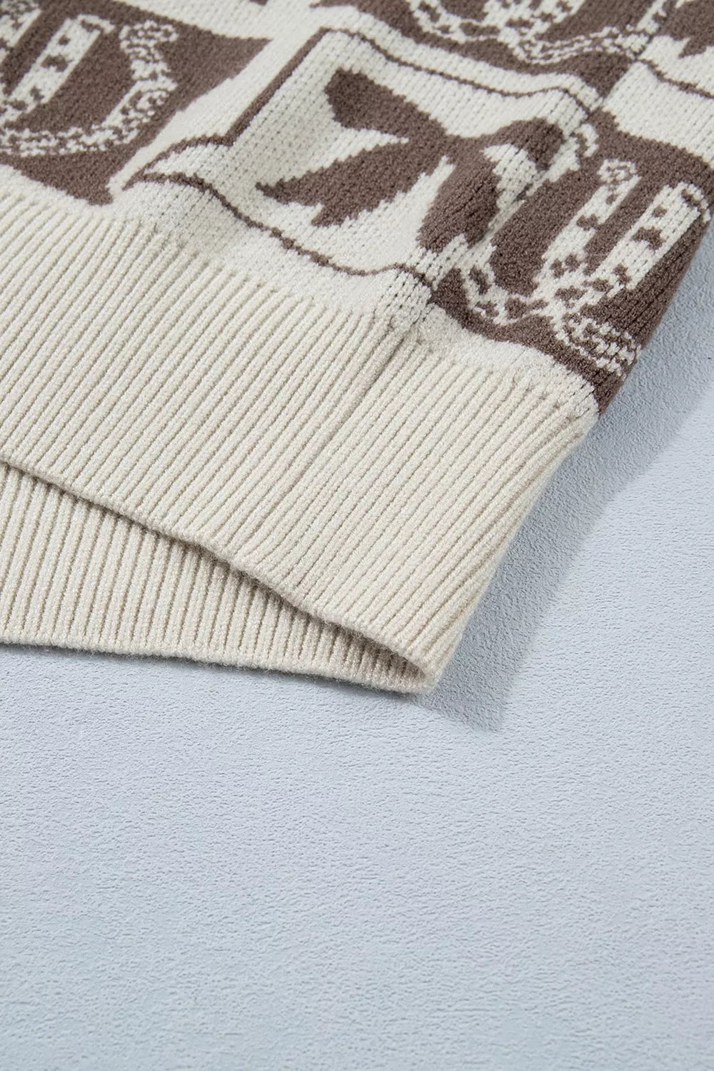 Trendsi Western Horseshoe Bow Pattern Button Front Sleeveless Knit Sweater -