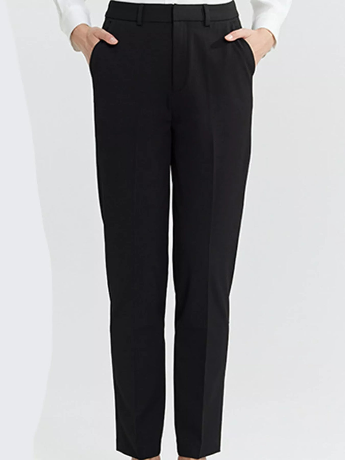 Straight-leg pants, black front