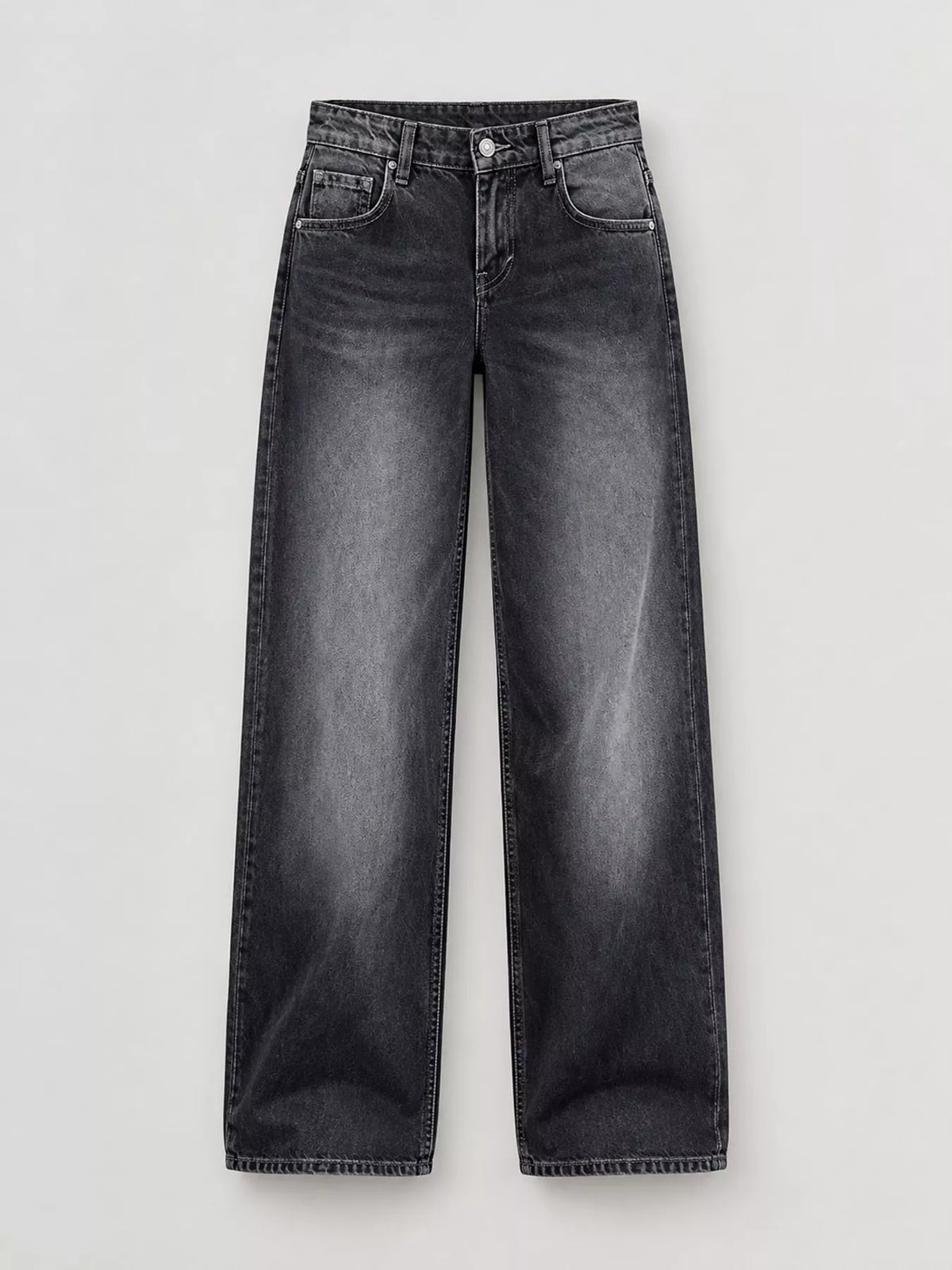 Vintage Wash Low-Rise Wide-Leg Jeans — garment front