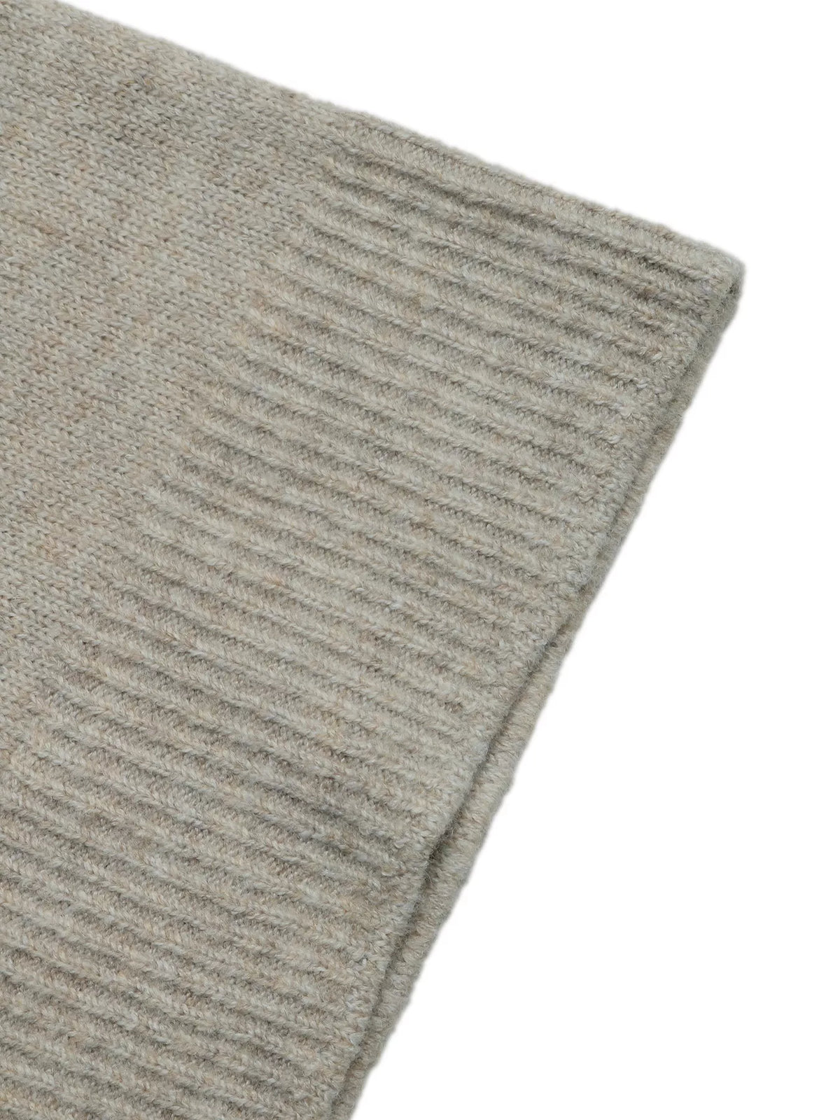 Beige layered lace hem sweater, ribbed cuff detail