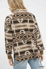 Trendsi Umgee Aztec Print Sherpa Pullover -