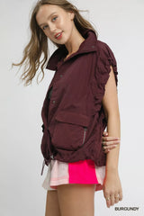 Trendsi Umgee Drawstring Hem Nylon Vest with Pockets -