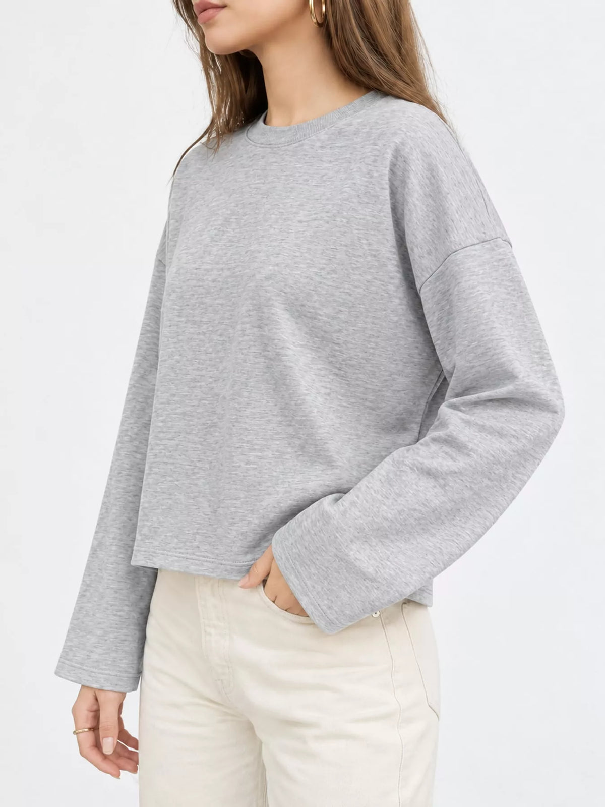 Long Sleeve Crew Neck T-Shirt — side view