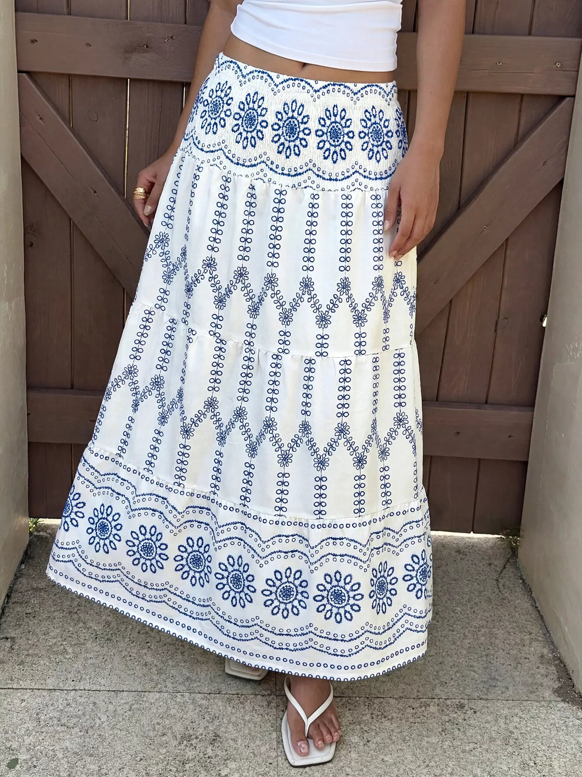 Trendsi Printed Tiered Maxi Skirt -