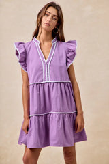 Trendsi BiBi Gameday Theme Contrast Binding Ruffled Dress -