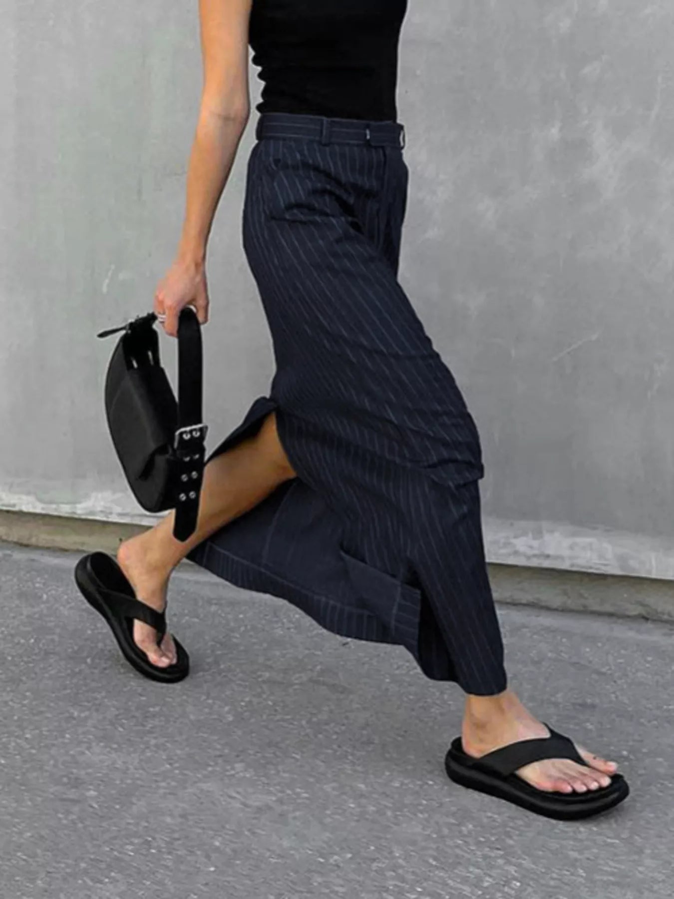 Trendsi Slit Striped Maxi Skirt -