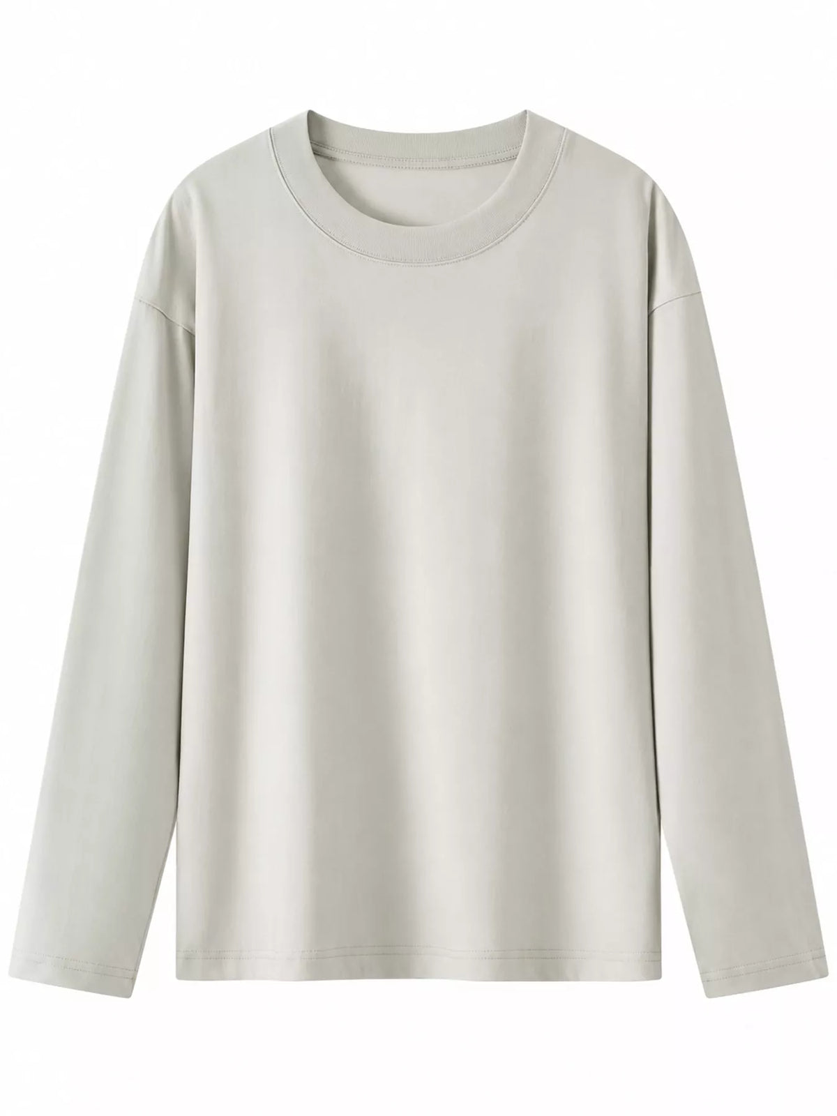 Solid Long-Sleeve Crew Neck T-Shirt — garment front