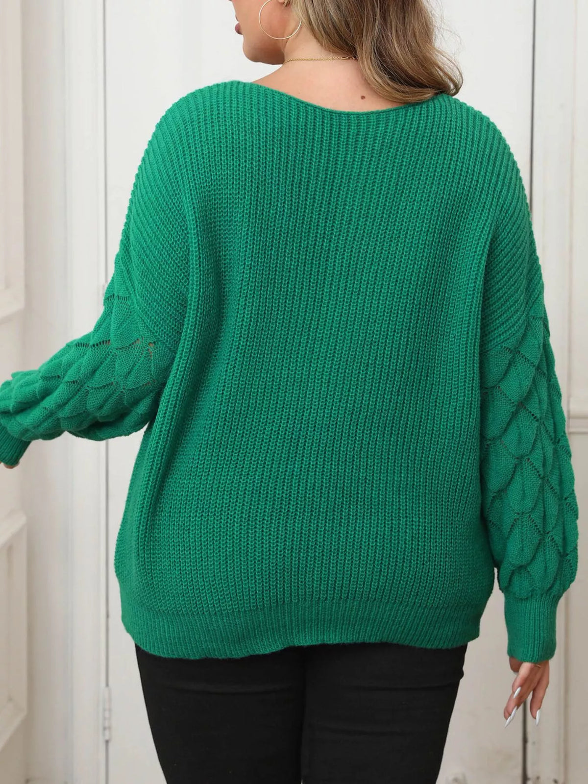 Trendsi Plus Size Butterfly Dropped Shoulder Sweater -