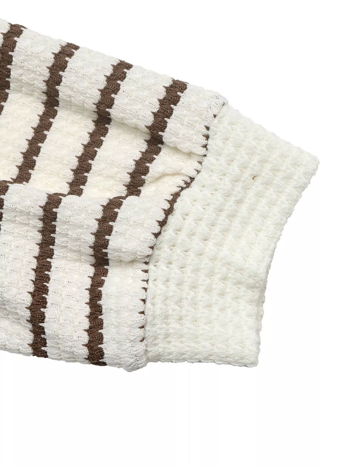 Trendsi Striped Polo Collar Knit Sweatshirt -