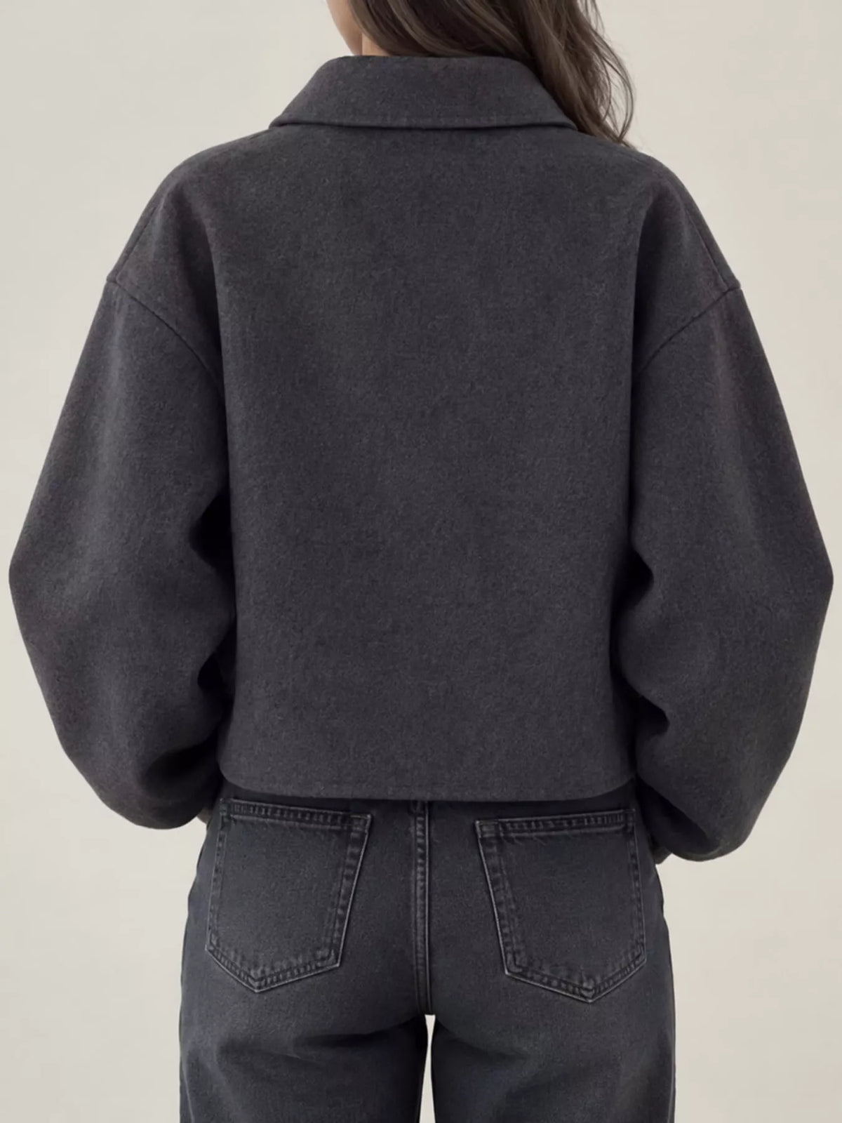 Cropped zip jacket, gray back