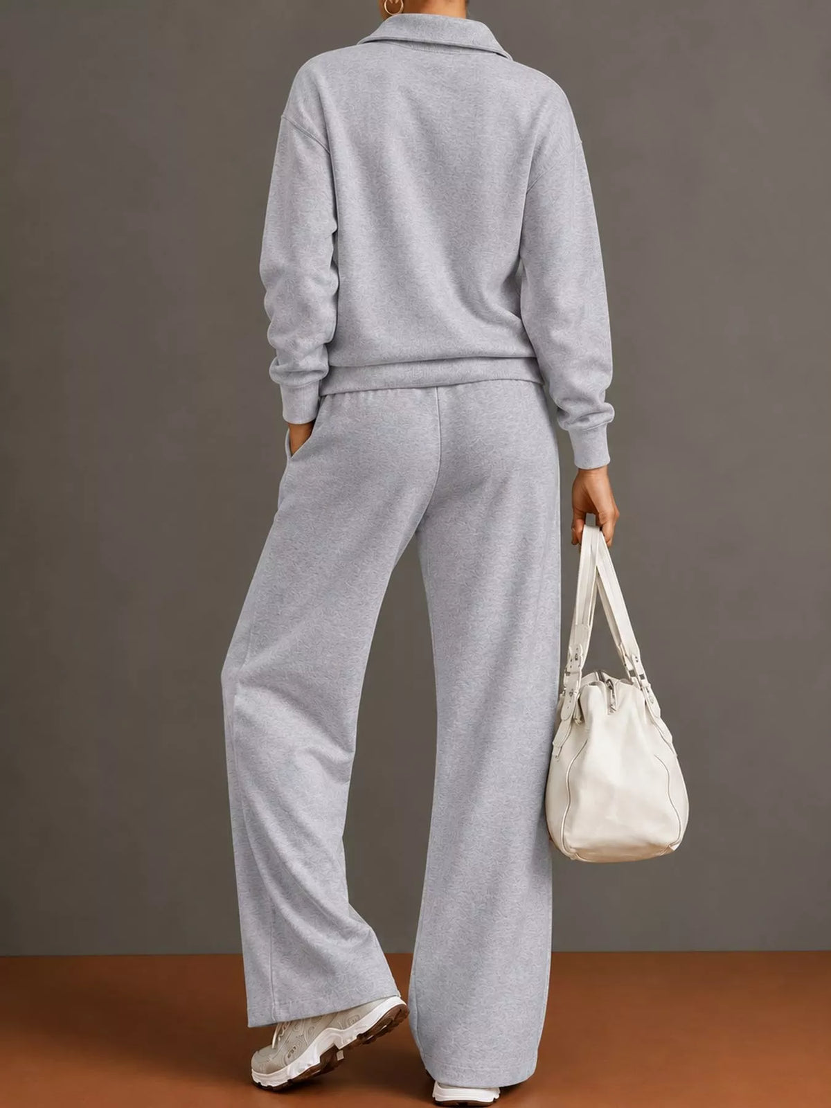 Collared long sleeve outfit set, back view