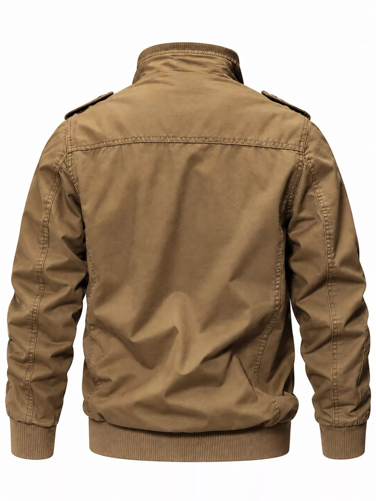 Multi-Pocket Tactical Bomber Jacket — back view