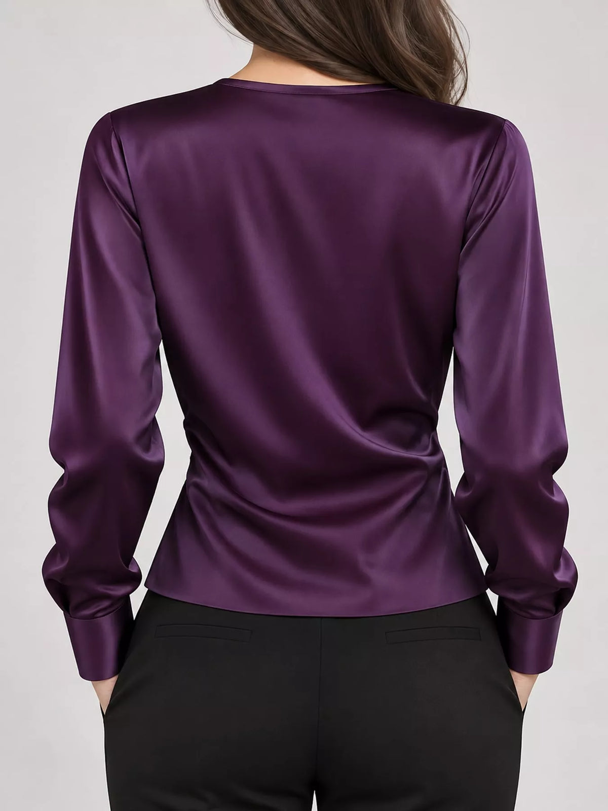 Surplice blouse, purple back