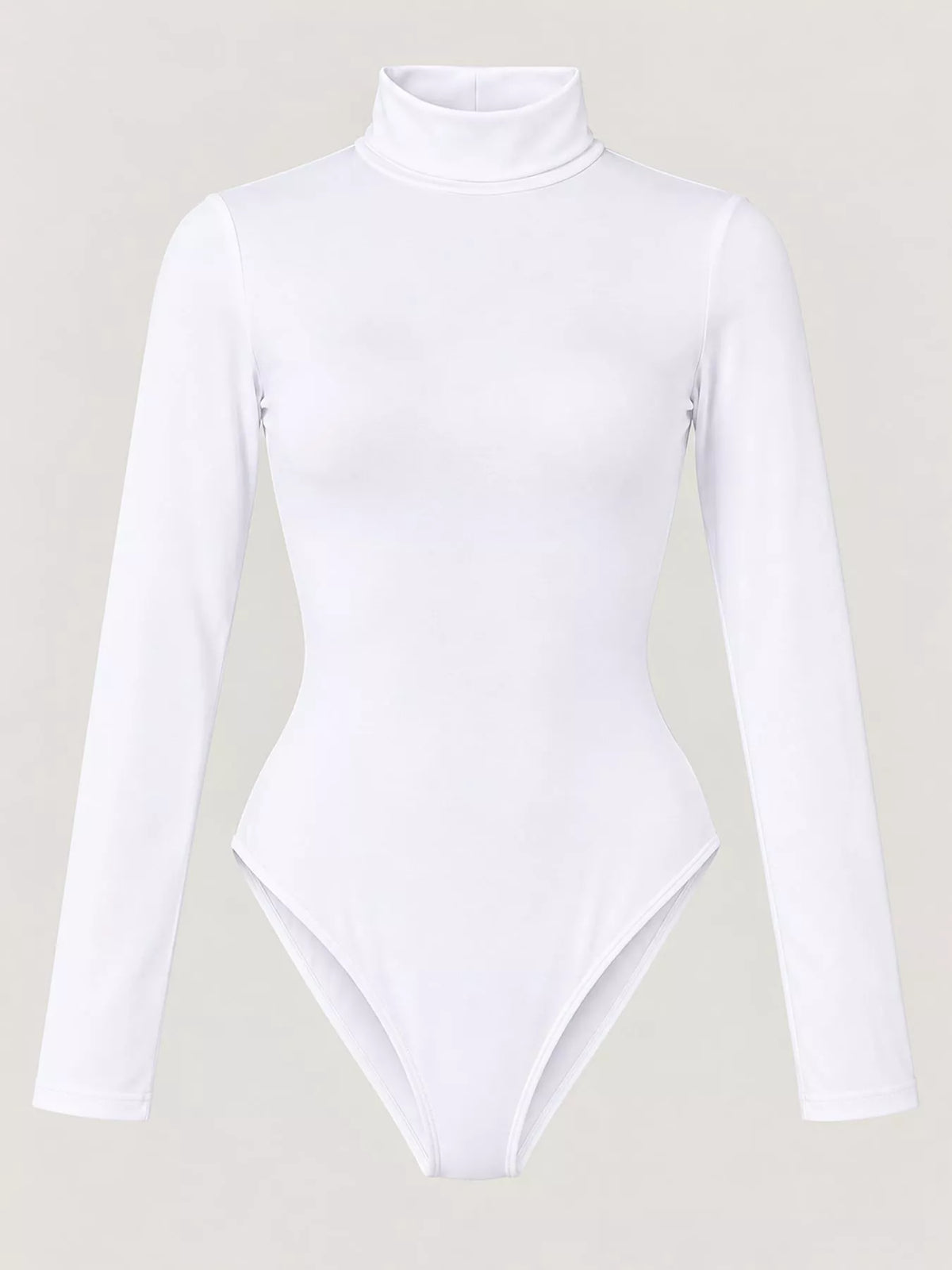 Long Sleeve Turtleneck Slim-Fit Bodysuit in white