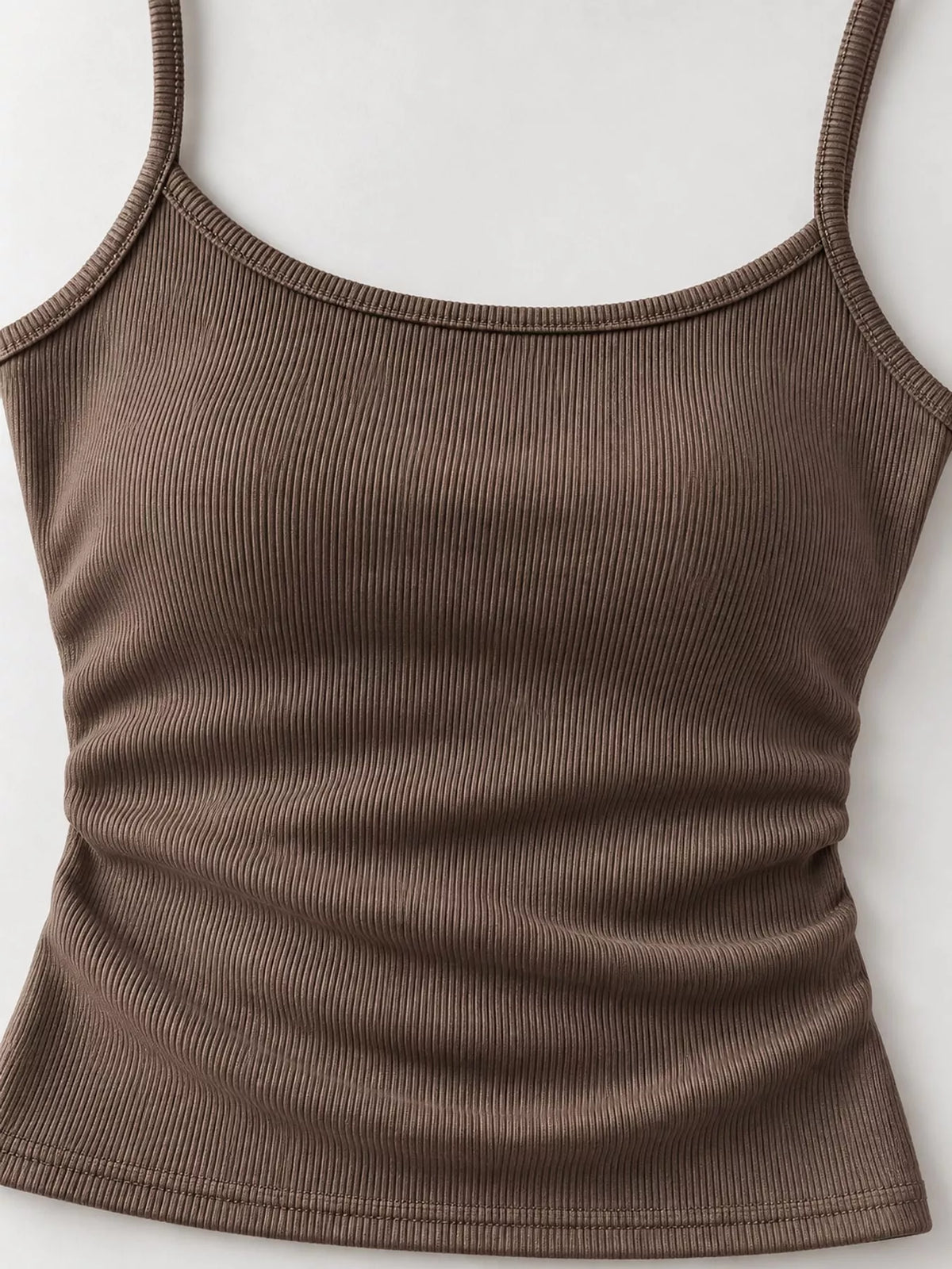 Slim-Fit Ribbed Square Neck Cami Top — garment construction details