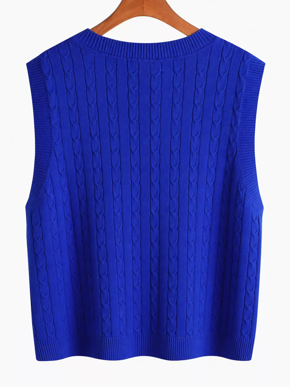 Cable-knit sweater vest, blue back