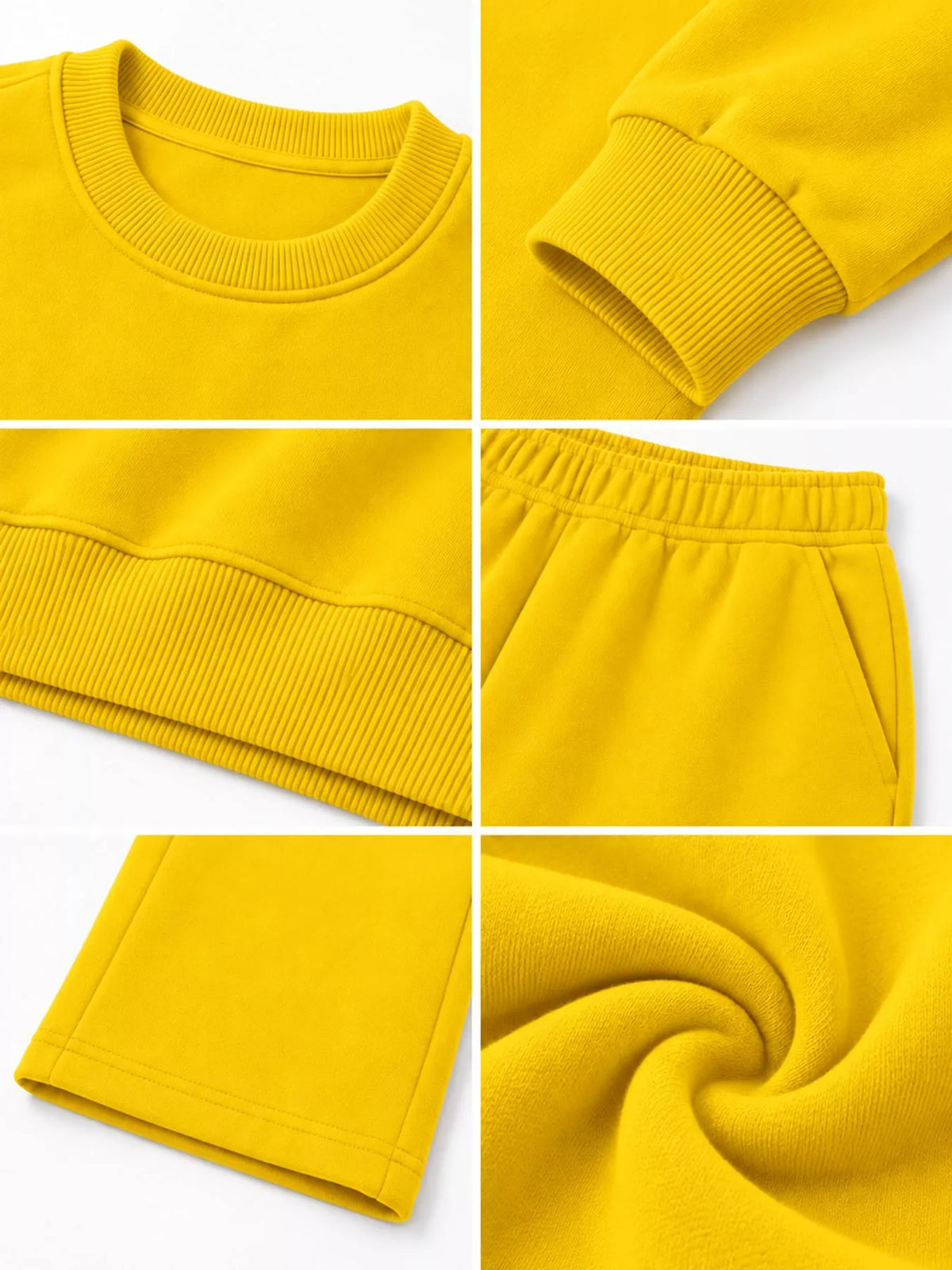 Crewneck Drop Shoulder Sweatshirt and Wide-Leg Pants Set — construction details