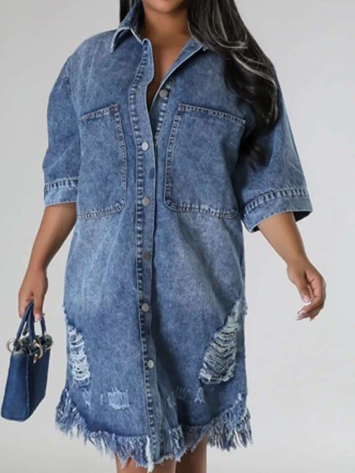 Denim dress, blue front