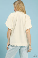 Trendsi Umgee Scalloped Hem Textured Blouse -