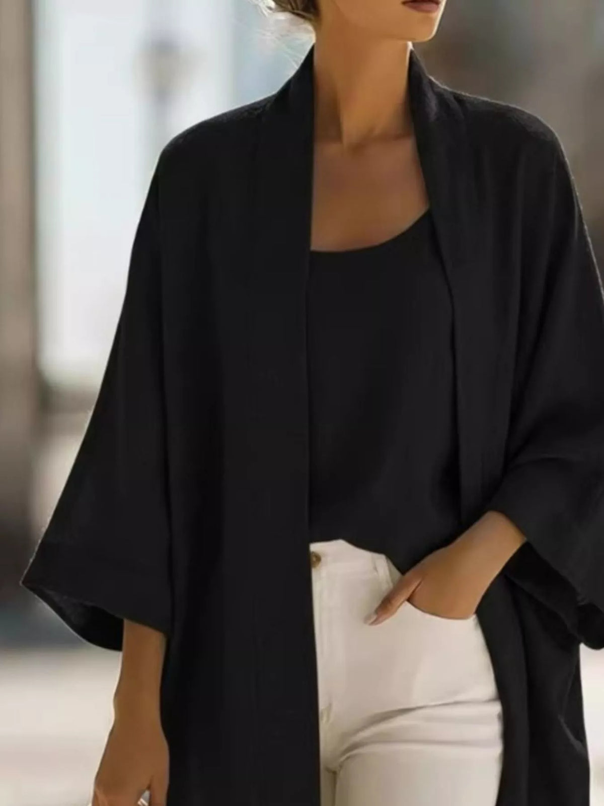 Trendsi Full Size Open-Front Cardigan and Matching Tank Top Set Plus Size -