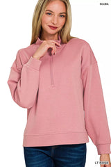 Trendsi Zenana Scuba Half Zip Pullover and Jogger Set -